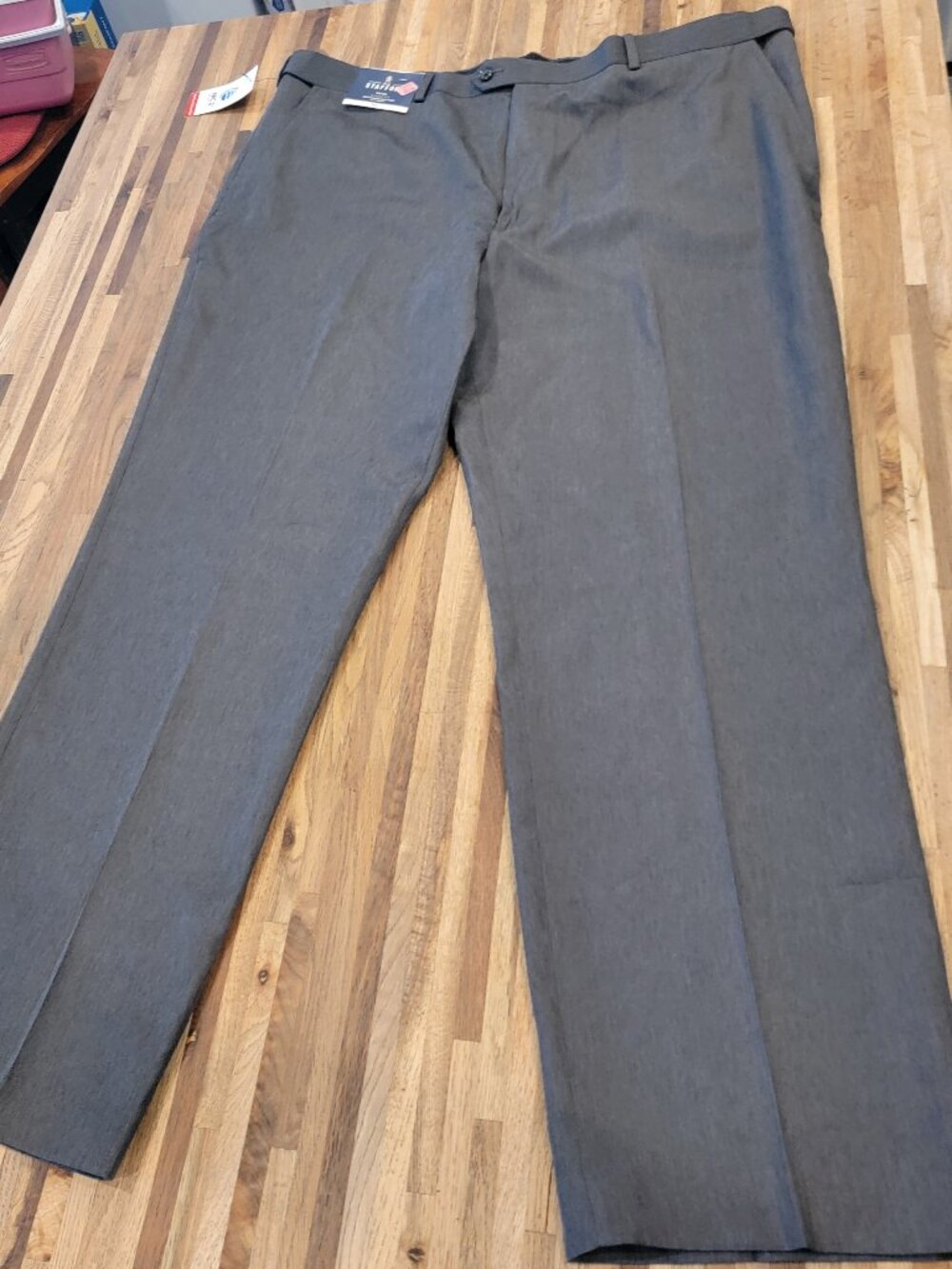 Stafford Travel Classic Fit Performance Flat Front Dress Trousers/Slacks 42 x 32